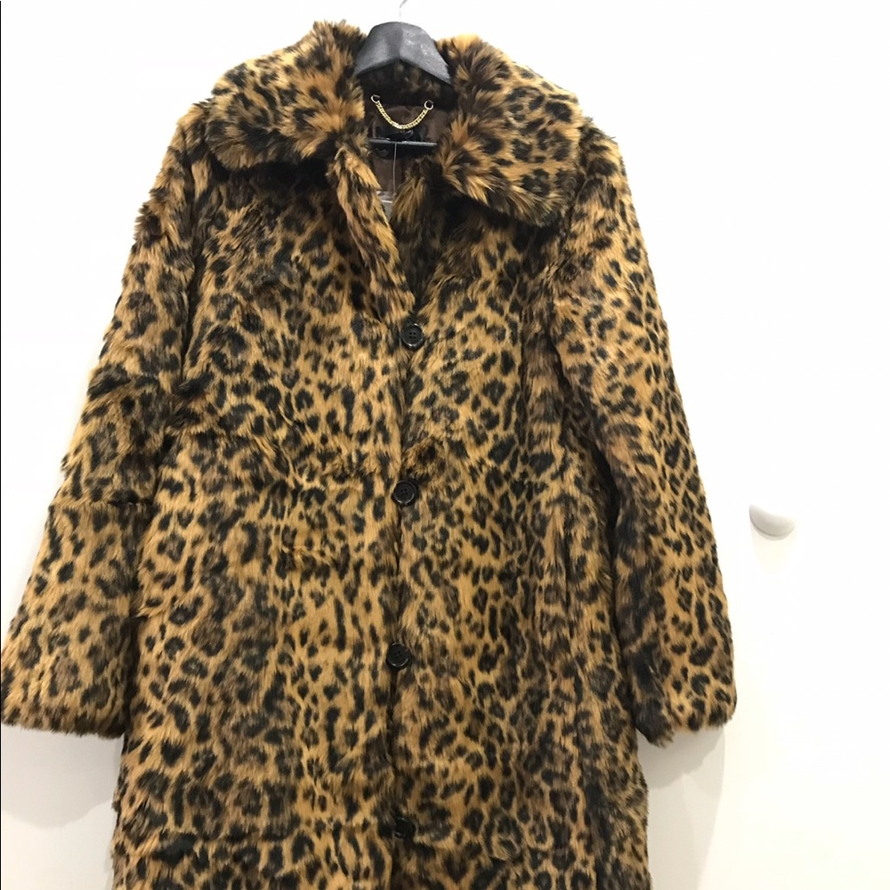 J. Crew faux fur leopard coat - Picture 2 of 8